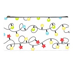 Christmas-light-bulbs-seamless-pattern-colorful-xmas-garland,white Pencil Case