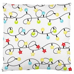 Christmas-light-bulbs-seamless-pattern-colorful-xmas-garland,white Large Flano Cushion Case (one Side) by nate14shop