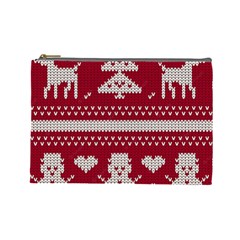 Christmas-seamless-knitted-pattern-background 001 Cosmetic Bag (large) by nate14shop