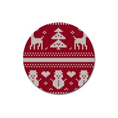 Christmas-seamless-knitted-pattern-background 001 Magnet 3  (round) by nate14shop