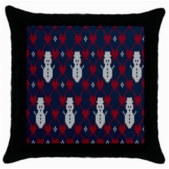 Christmas-seamless-knitted-pattern-background 002 Throw Pillow Case (black)