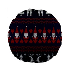 Christmas-seamless-knitted-pattern-background 003 Standard 15  Premium Flano Round Cushions