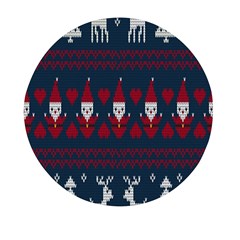 Christmas-seamless-knitted-pattern-background 003 Mini Round Pill Box