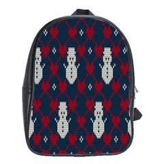 Christmas-seamless-knitted-pattern-background 004 School Bag (large) by nate14shop