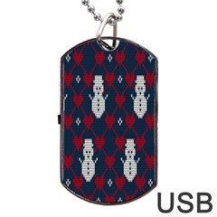 Christmas-seamless-knitted-pattern-background 004 Dog Tag Usb Flash (two Sides) by nate14shop