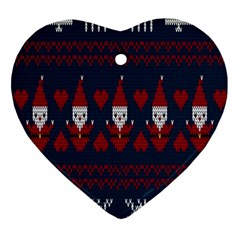 Christmas-seamless-knitted-pattern-background 005 Heart Ornament (two Sides) by nate14shop