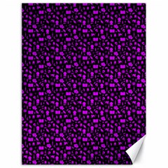 Small Bright Dayglo Purple Halloween Motifs Skulls, Spells & Cats On Spooky Black Canvas 18  X 24  by PodArtist