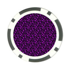 Small Bright Dayglo Purple Halloween Motifs Skulls, Spells & Cats On Spooky Black Poker Chip Card Guard