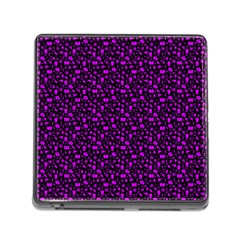 Small Bright Dayglo Purple Halloween Motifs Skulls, Spells & Cats On Spooky Black Memory Card Reader (square 5 Slot) by PodArtist