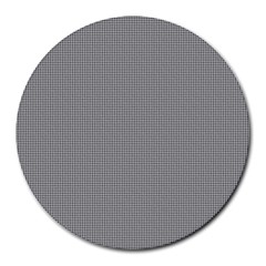 Small Soot Black And White Handpainted Houndstooth Check Watercolor Pattern Round Mousepads by PodArtist