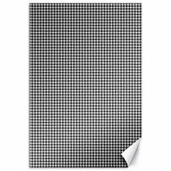 Soot Black And White Handpainted Houndstooth Check Watercolor Pattern Canvas 12  X 18  by PodArtist