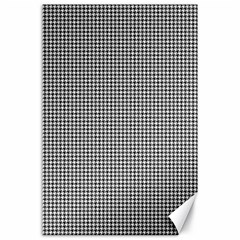 Soot Black And White Handpainted Houndstooth Check Watercolor Pattern Canvas 24  X 36  by PodArtist