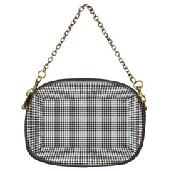 Soot Black And White Handpainted Houndstooth Check Watercolor Pattern Chain Purse (two Sides) by PodArtist