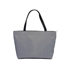 Soot Black And White Handpainted Houndstooth Check Watercolor Pattern Classic Shoulder Handbag by PodArtist