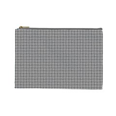 Soot Black And White Handpainted Houndstooth Check Watercolor Pattern Cosmetic Bag (large)