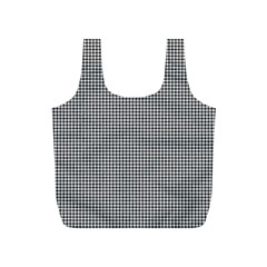 Soot Black And White Handpainted Houndstooth Check Watercolor Pattern Full Print Recycle Bag (s)
