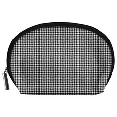 Soot Black And White Handpainted Houndstooth Check Watercolor Pattern Accessory Pouch (large) by PodArtist