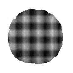 Soot Black And White Handpainted Houndstooth Check Watercolor Pattern Standard 15  Premium Flano Round Cushions