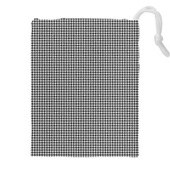 Soot Black And White Handpainted Houndstooth Check Watercolor Pattern Drawstring Pouch (4xl)