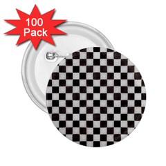 Large Black And White Watercolored Checkerboard Chess 2 25  Buttons (100 Pack) 