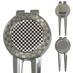 Large Black And White Watercolored Checkerboard Chess 3-in-1 Golf Divots
