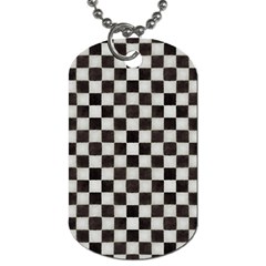 Large Black And White Watercolored Checkerboard Chess Dog Tag (one Side) by PodArtist