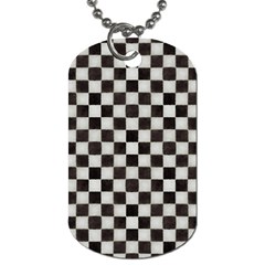 Large Black And White Watercolored Checkerboard Chess Dog Tag (two Sides) by PodArtist