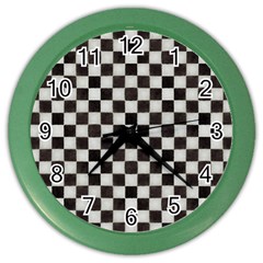 Large Black And White Watercolored Checkerboard Chess Color Wall Clock by PodArtist