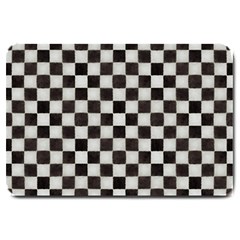 Large Black And White Watercolored Checkerboard Chess Large Doormat 