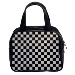 Large Black And White Watercolored Checkerboard Chess Classic Handbag (two Sides) by PodArtist