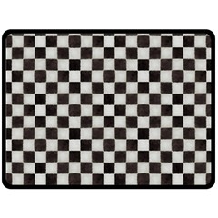 Large Black And White Watercolored Checkerboard Chess Fleece Blanket (large) 
