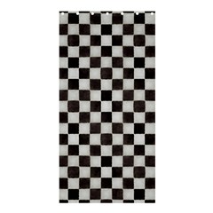 Large Black And White Watercolored Checkerboard Chess Shower Curtain 36  X 72  (stall)  by PodArtist