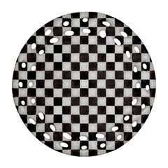 Large Black And White Watercolored Checkerboard Chess Ornament (round Filigree)