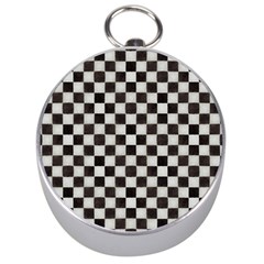 Large Black And White Watercolored Checkerboard Chess Silver Compasses by PodArtist