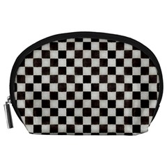 Large Black And White Watercolored Checkerboard Chess Accessory Pouch (large)