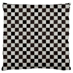 Large Black And White Watercolored Checkerboard Chess Large Flano Cushion Case (one Side)