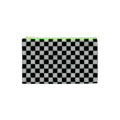 Large Black And White Watercolored Checkerboard Chess Cosmetic Bag (xs)