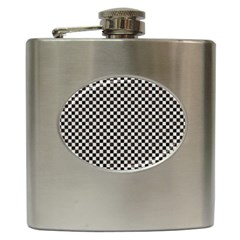 Black And White Watercolored Checkerboard Chess Hip Flask (6 Oz) by PodArtist