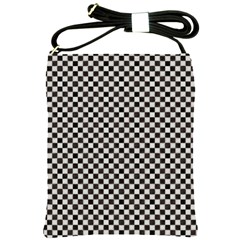 Black And White Watercolored Checkerboard Chess Shoulder Sling Bag by PodArtist