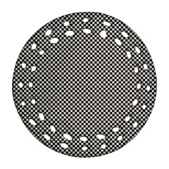 Small Black And White Watercolor Checkerboard Chess Ornament (round Filigree) by PodArtist