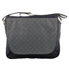 Small Black And White Watercolor Checkerboard Chess Messenger Bag by PodArtist