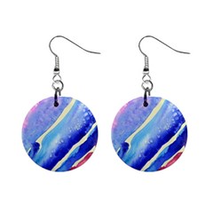 Painting-abstract-blue-pink-spots Mini Button Earrings