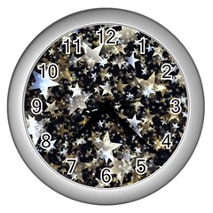 Background-star-christmas-advent Wall Clock (silver)