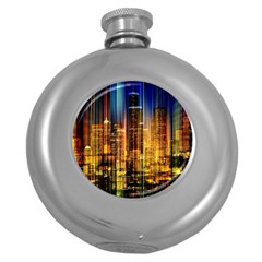 Skyline-light-rays-gloss-upgrade Round Hip Flask (5 Oz) by Jancukart