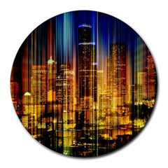 Skyline-light-rays-gloss-upgrade Round Mousepads