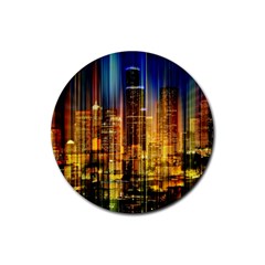 Skyline-light-rays-gloss-upgrade Rubber Coaster (round)