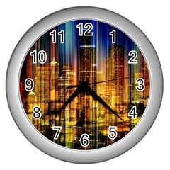 Skyline-light-rays-gloss-upgrade Wall Clock (silver)