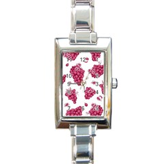 Grape-bunch-seamless-pattern-white-background-with-leaves 001 Rectangle Italian Charm Watch