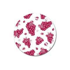 Grape-bunch-seamless-pattern-white-background-with-leaves 001 Magnet 3  (Round)