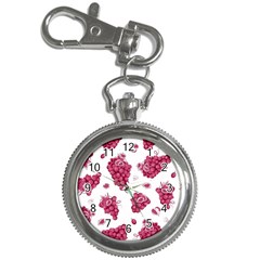 Grape-bunch-seamless-pattern-white-background-with-leaves 001 Key Chain Watches by nate14shop